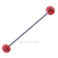 Shamballa Double boule de cristal Barbell industriel inox 316L charmes industriel bijoux Piercing